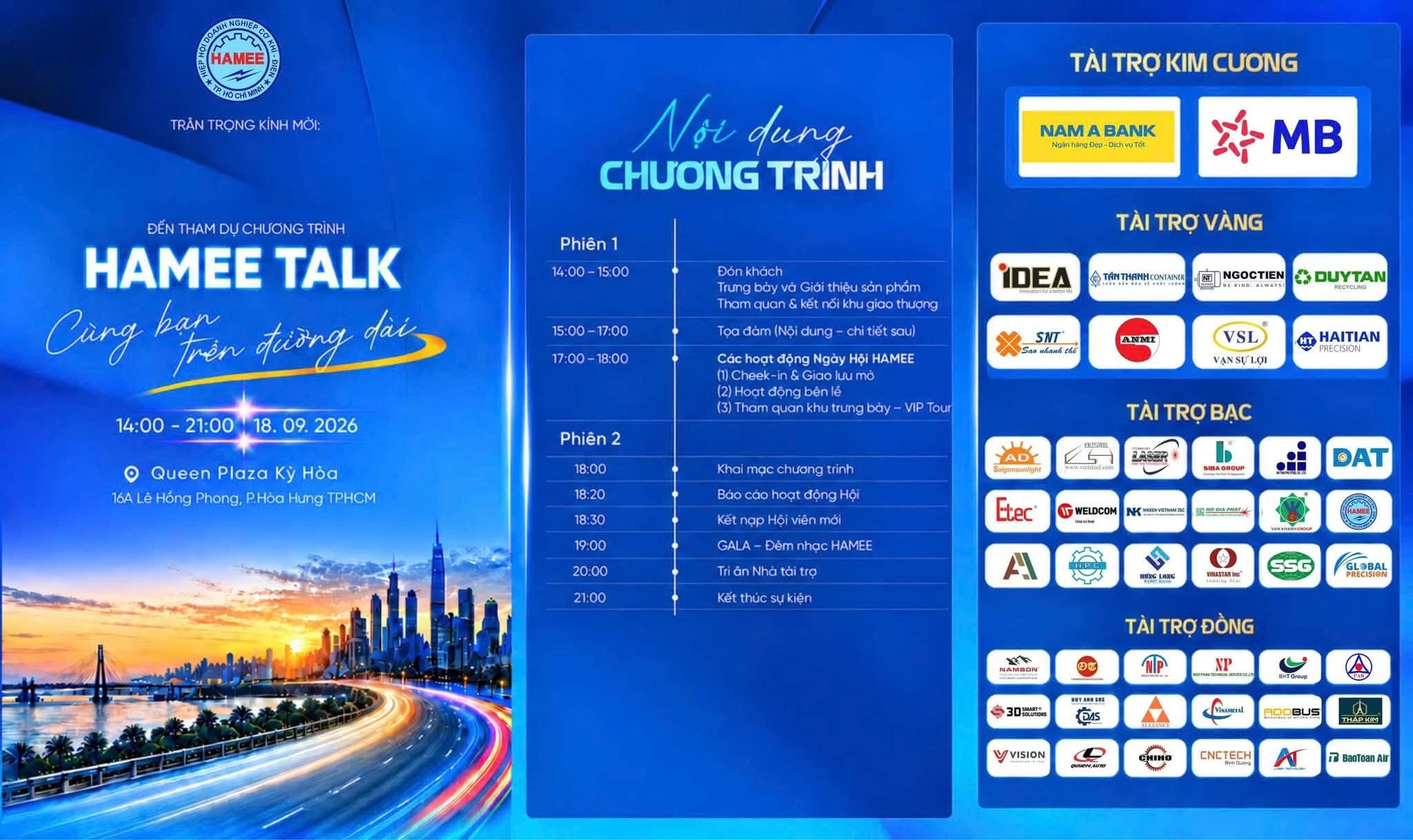 Thư mời và chương trình HAMEE TALK 2026 – 18/09/2026, Queen Plaza Kỳ Hoà
